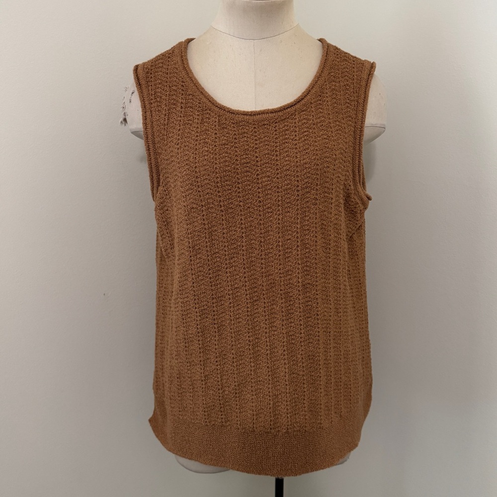 Soft Surroundings Large Coastal Sweater in Tobacco Brown Sleeveless